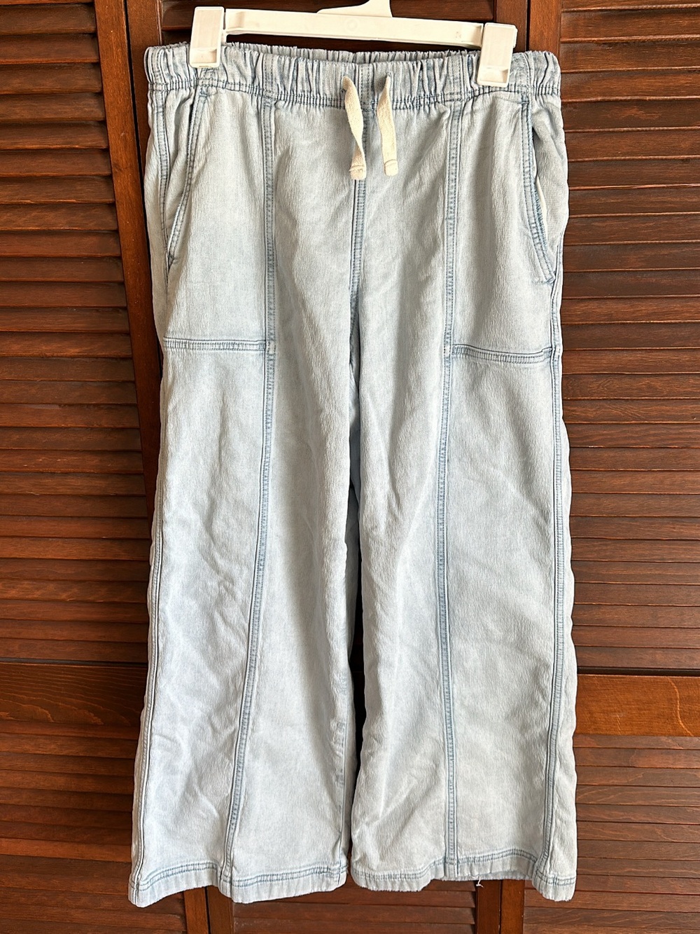 Light Blue Drawstring Wide Leg Pants